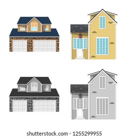 Isolated object of building and front sign. Collection of building and roof vector icon for stock.