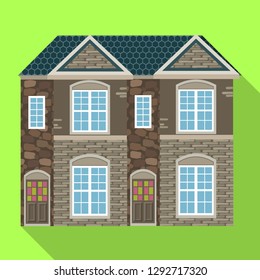 Isolated object of building and front sign. Collection of building and roof stock symbol for web.