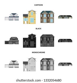 Isolated object of building and front sign. Set of building and roof vector icon for stock.