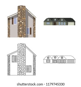 Isolated object of building and front symbol. Collection of building and roof vector icon for stock.