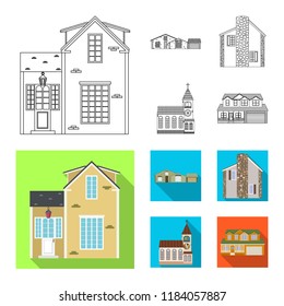 Isolated object of building and front symbol. Collection of building and roof vector icon for stock.