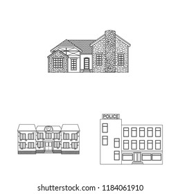 Isolated object of building and front symbol. Set of building and roof vector icon for stock.