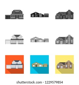 Isolated object of building and front symbol. Collection of building and roof stock vector illustration.