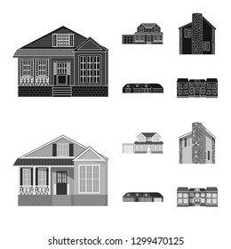 Isolated object of building and front symbol. Set of building and roof stock vector illustration.