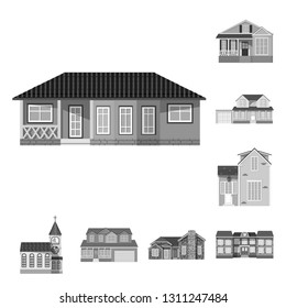 Isolated object of building and front symbol. Collection of building and roof vector icon for stock.