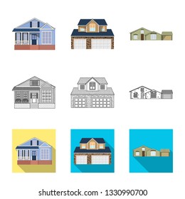 Isolated object of building and front symbol. Collection of building and roof vector icon for stock.