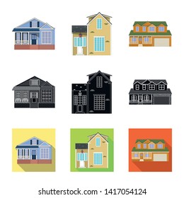 Isolated object of building and front symbol. Set of building and roof vector icon for stock.
