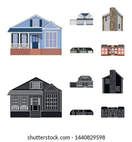 Isolated object of building and front symbol. Collection of building and roof stock vector illustration.