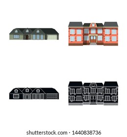 Isolated object of building and front symbol. Collection of building and roof stock vector illustration.