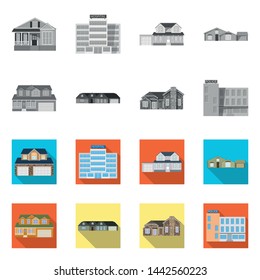 Isolated object of building and front symbol. Set of building and roof stock vector illustration.