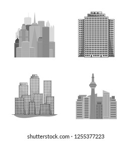 Isolated object of building and high symbol. Collection of building and business stock symbol for web.