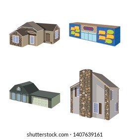 Isolated object of building and home icon. Collection of building and construction stock vector illustration.