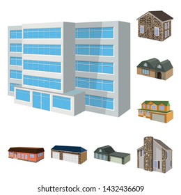 Isolated object of building and home icon. Collection of building and construction vector icon for stock.