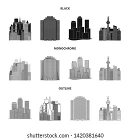 Isolated object of  and building logo. Collection of  and hotel vector icon for stock.