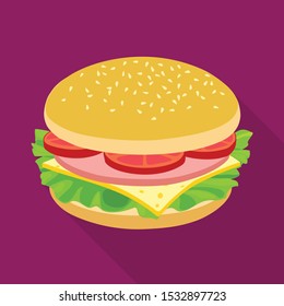 Isolated object of bun and cheese icon. Web element of bun and bacon stock vector illustration.