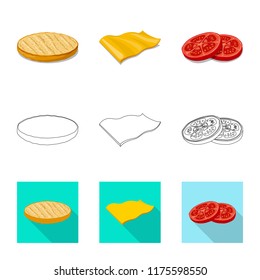 Isolated object of burger and sandwich icon. Collection of burger and slice stock vector illustration.