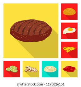 Isolated object of burger and sandwich icon. Collection of burger and slice vector icon for stock.