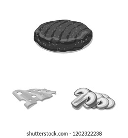 Isolated object of burger and sandwich icon. Set of burger and slice vector icon for stock.