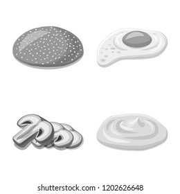 Isolated object of burger and sandwich icon. Collection of burger and slice stock vector illustration.