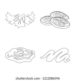 Isolated object of burger and sandwich icon. Set of burger and slice vector icon for stock.