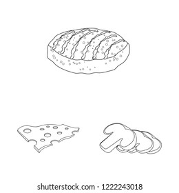 Isolated object of burger and sandwich icon. Set of burger and slice vector icon for stock.