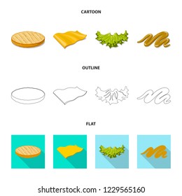 Isolated object of burger and sandwich icon. Collection of burger and slice stock symbol for web.