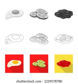 Isolated object of burger and sandwich icon. Set of burger and slice stock symbol for web.