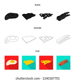 Isolated object of burger and sandwich icon. Set of burger and slice vector icon for stock.