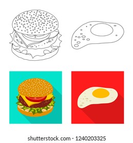 Isolated object of burger and sandwich icon. Set of burger and slice stock vector illustration.