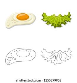 Isolated object of burger and sandwich icon. Collection of burger and slice vector icon for stock.