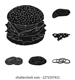 Isolated object of burger and sandwich icon. Set of burger and slice stock symbol for web.