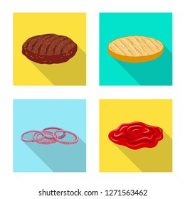 Isolated object of burger and sandwich icon. Set of burger and slice stock symbol for web.