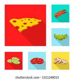 Isolated object of burger and sandwich icon. Set of burger and slice stock symbol for web.