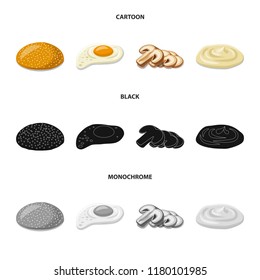 Isolated object of burger and sandwich logo. Collection of burger and slice stock symbol for web.