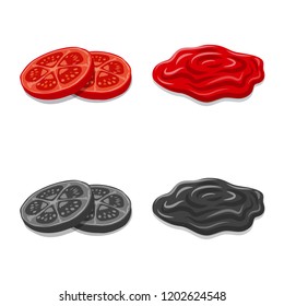 Isolated object of burger and sandwich logo. Collection of burger and slice stock vector illustration.