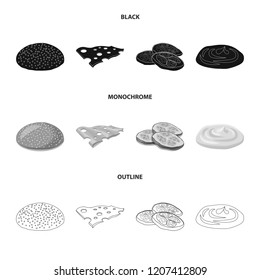 Isolated object of burger and sandwich logo. Collection of burger and slice vector icon for stock.