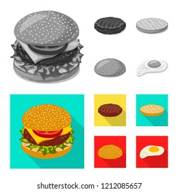 Isolated object of burger and sandwich logo. Set of burger and slice stock vector illustration.