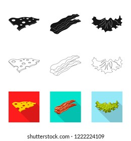 Isolated object of burger and sandwich logo. Set of burger and slice stock symbol for web.
