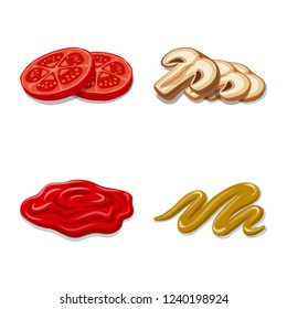Isolated object of burger and sandwich logo. Collection of burger and slice stock symbol for web.