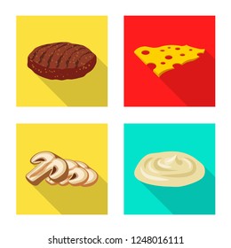 Isolated object of burger and sandwich logo. Collection of burger and slice vector icon for stock.