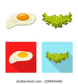 Isolated object of burger and sandwich logo. Collection of burger and slice stock vector illustration.