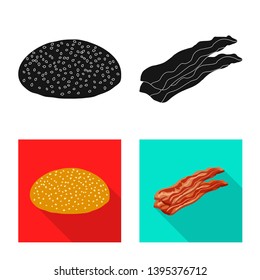 Isolated object of burger and sandwich logo. Set of burger and slice stock vector illustration.