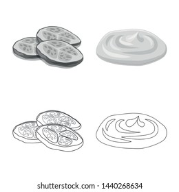 Isolated object of burger and sandwich logo. Collection of burger and slice vector icon for stock.