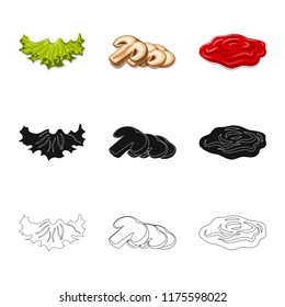 Isolated object of burger and sandwich sign. Collection of burger and slice stock vector illustration.