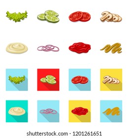 Isolated object of burger and sandwich sign. Collection of burger and slice stock symbol for web.