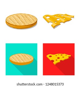 Isolated object of burger and sandwich sign. Collection of burger and slice stock symbol for web.