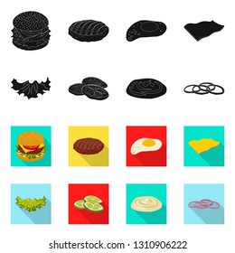 Isolated object of burger and sandwich sign. Collection of burger and slice stock symbol for web.