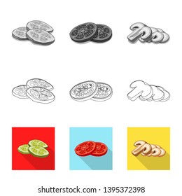 Isolated object of burger and sandwich sign. Collection of burger and slice stock vector illustration.