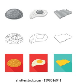 Isolated object of burger and sandwich sign. Collection of burger and slice stock symbol for web.