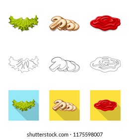 Isolated object of burger and sandwich symbol. Set of burger and slice vector icon for stock.